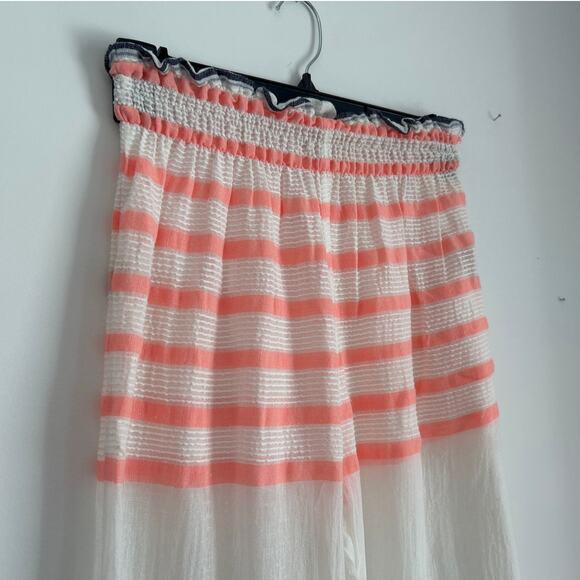 NWOT lemlem Sheer Wide-Leg Beach Pants, Coral & White Stripe, Women's Size Small - Picture 2 of 5